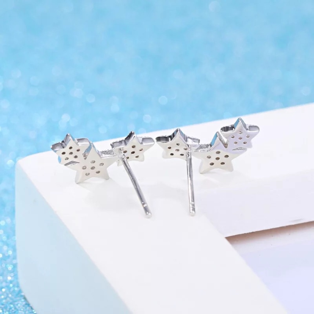 New 925 Sterling Silver 3 stars earrings - Picture 4 of 4